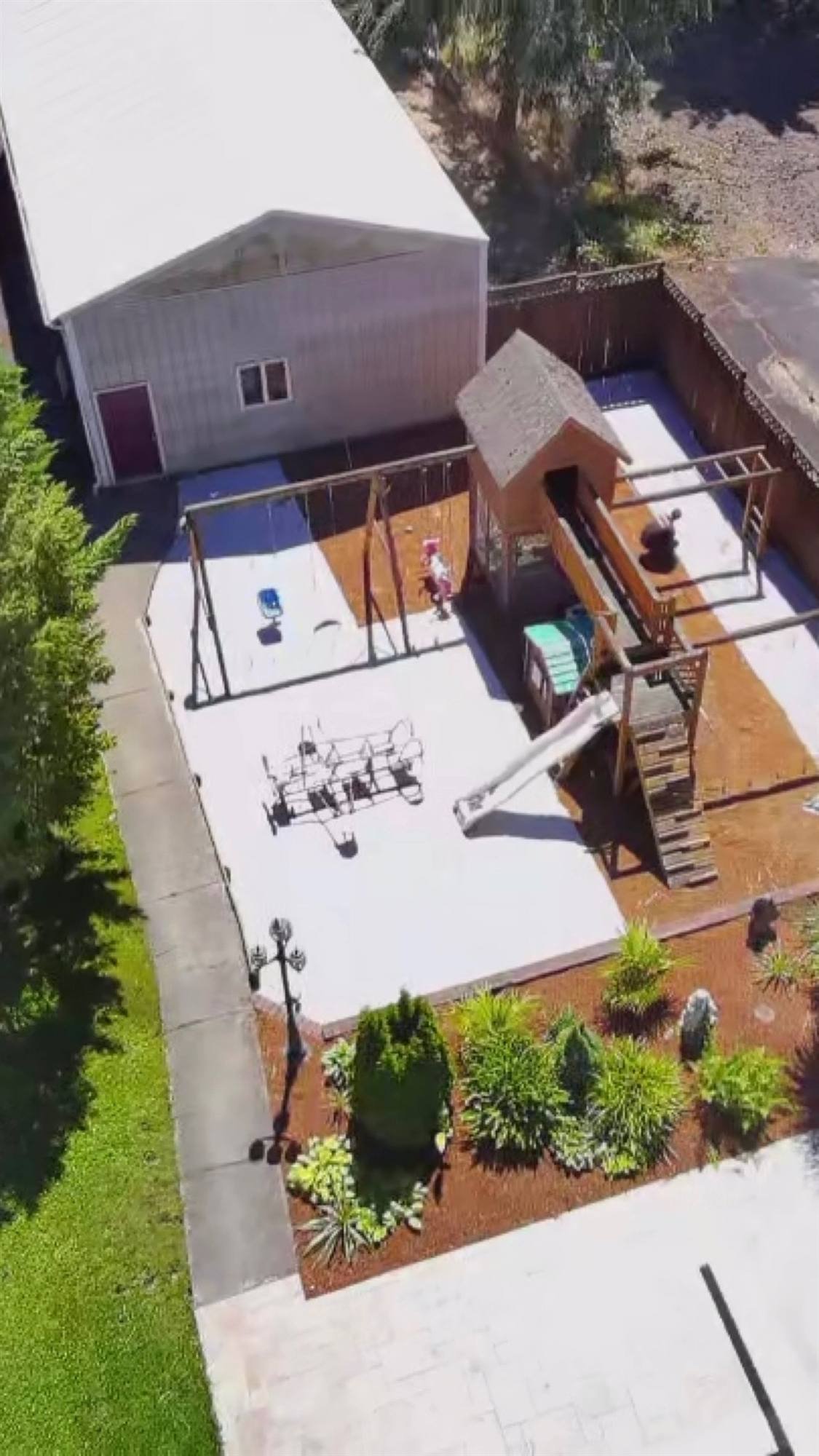 The back yard and play area from above