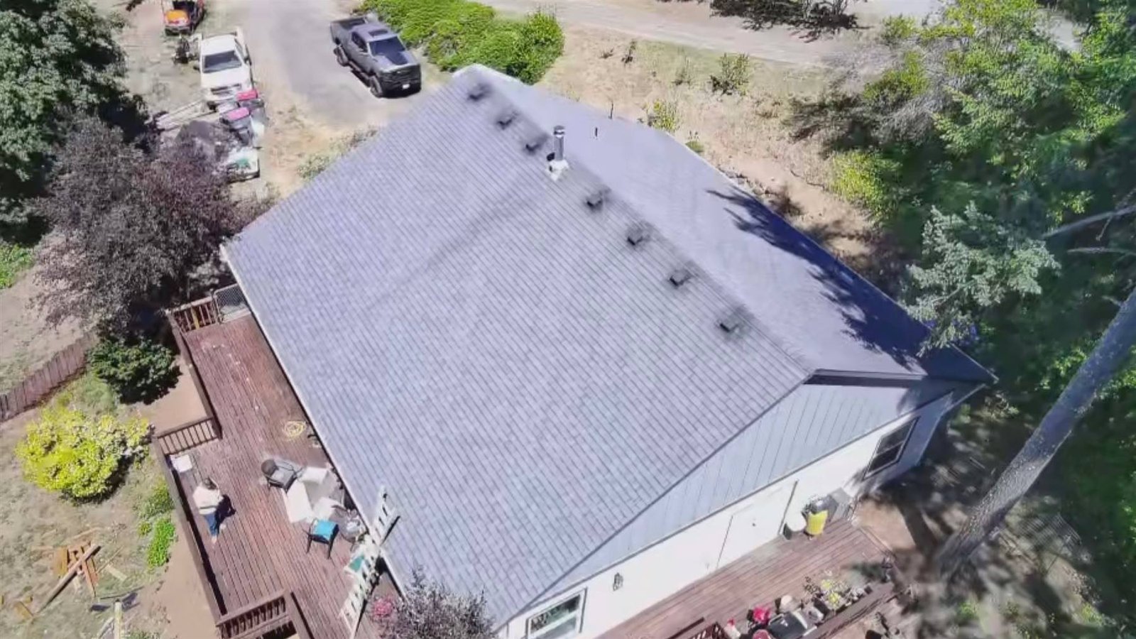Finished roof on a single story home seen from above