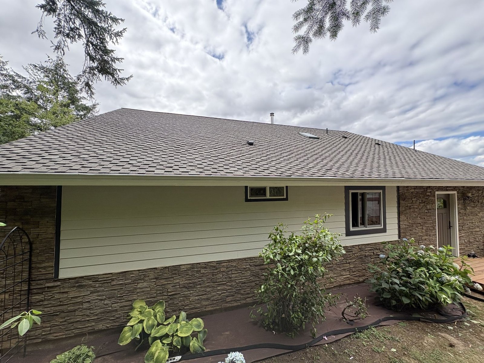 The finished roof seen from the yard